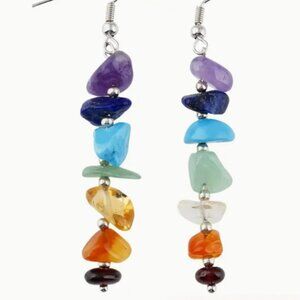 Bohemian Natural Stone 7 - Chakra Handmade Drop Earrings - Balance Energy